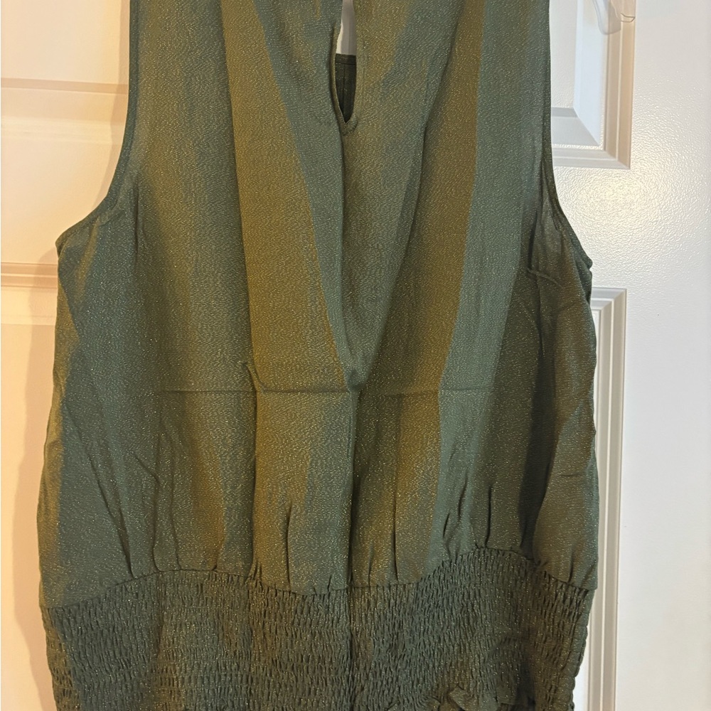 Olive Green Sleeveless Women's Top with sparkles - Picture 3 of 3